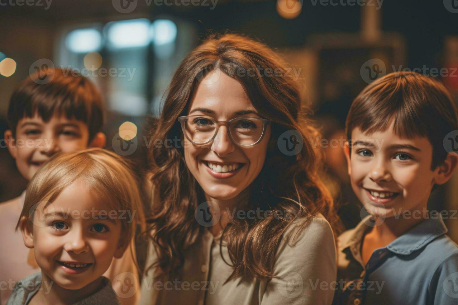 il insegnante è insegnamento bambini a scuola. ai generato foto