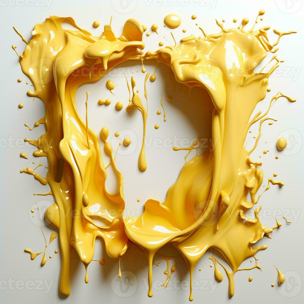 bellissimo strutturato d'oro giallo ictus isolato su bianca sfondo, ictus di giallo di spessore dipingere - ai generato Immagine foto