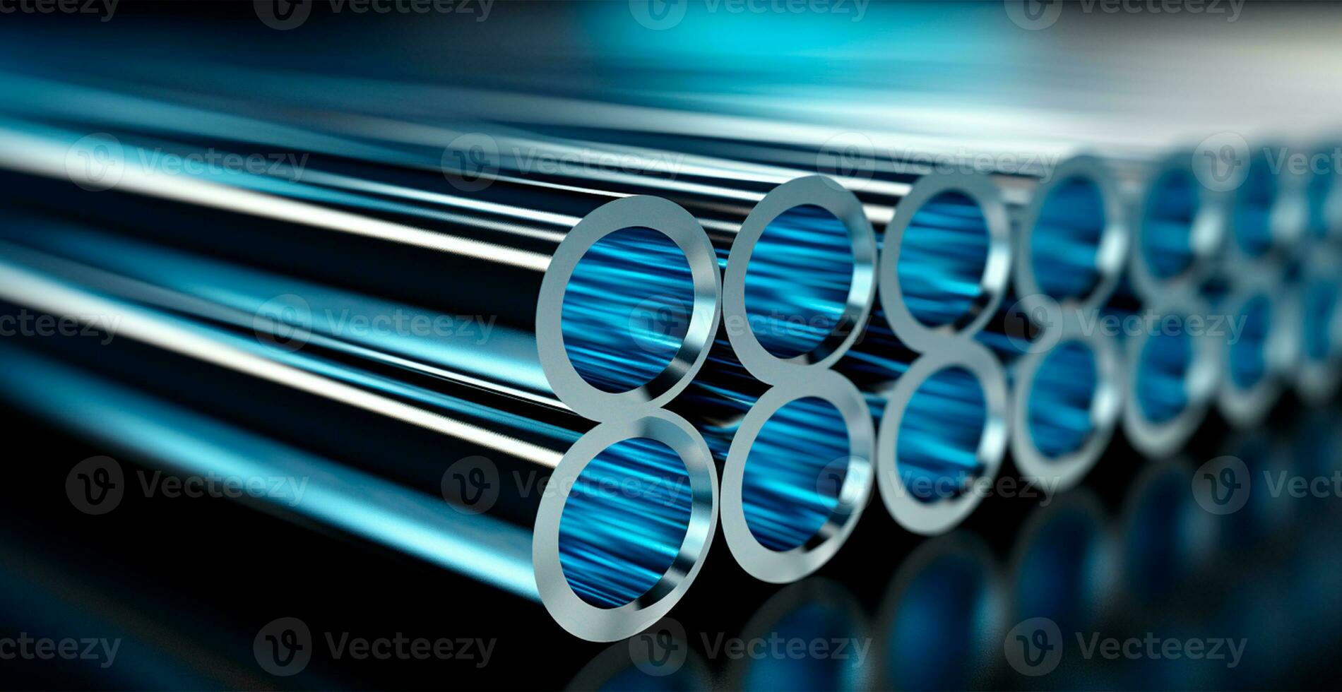 alto qualità zincato acciaio tubo o alluminio e cromo inossidabile acciaio tubi nel pila - ai generato Immagine foto