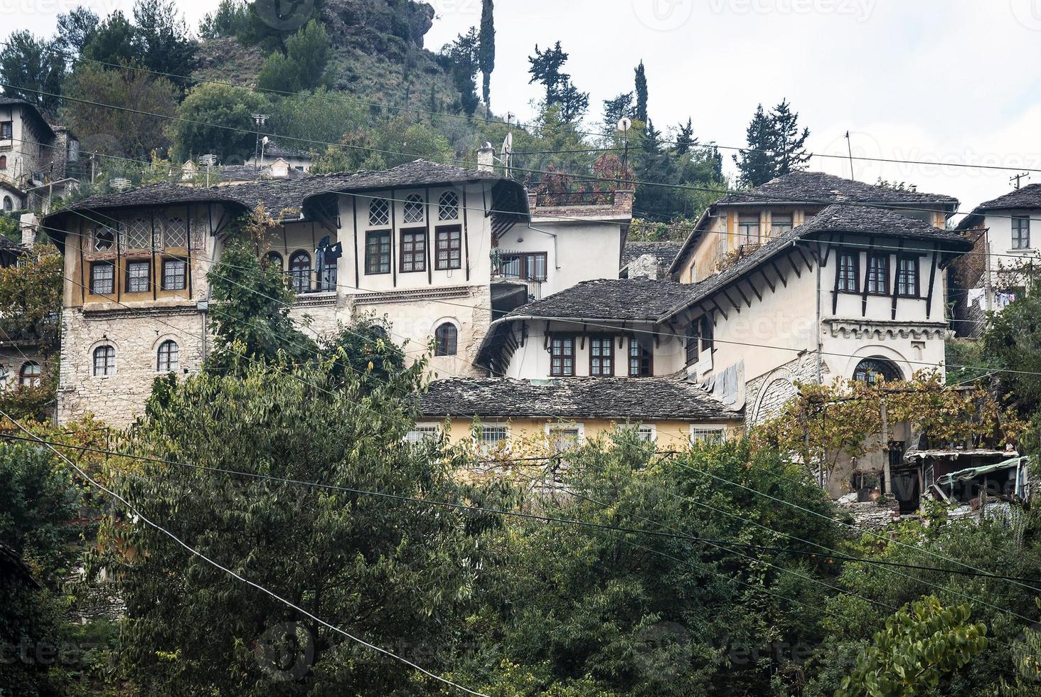 Argirocastro città balcanica ottomana patrimonio architettura vista nell'Albania meridionale foto