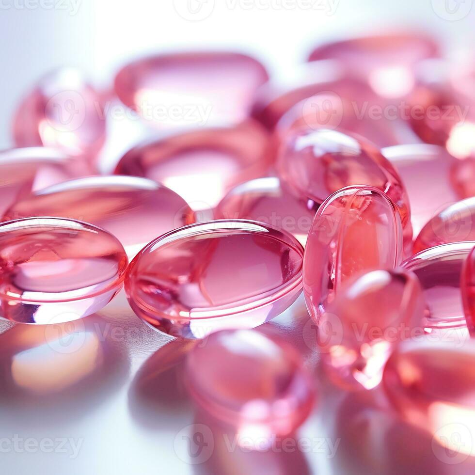 rosa vitamine capsule su un' bianca sfondo. ai generativo foto