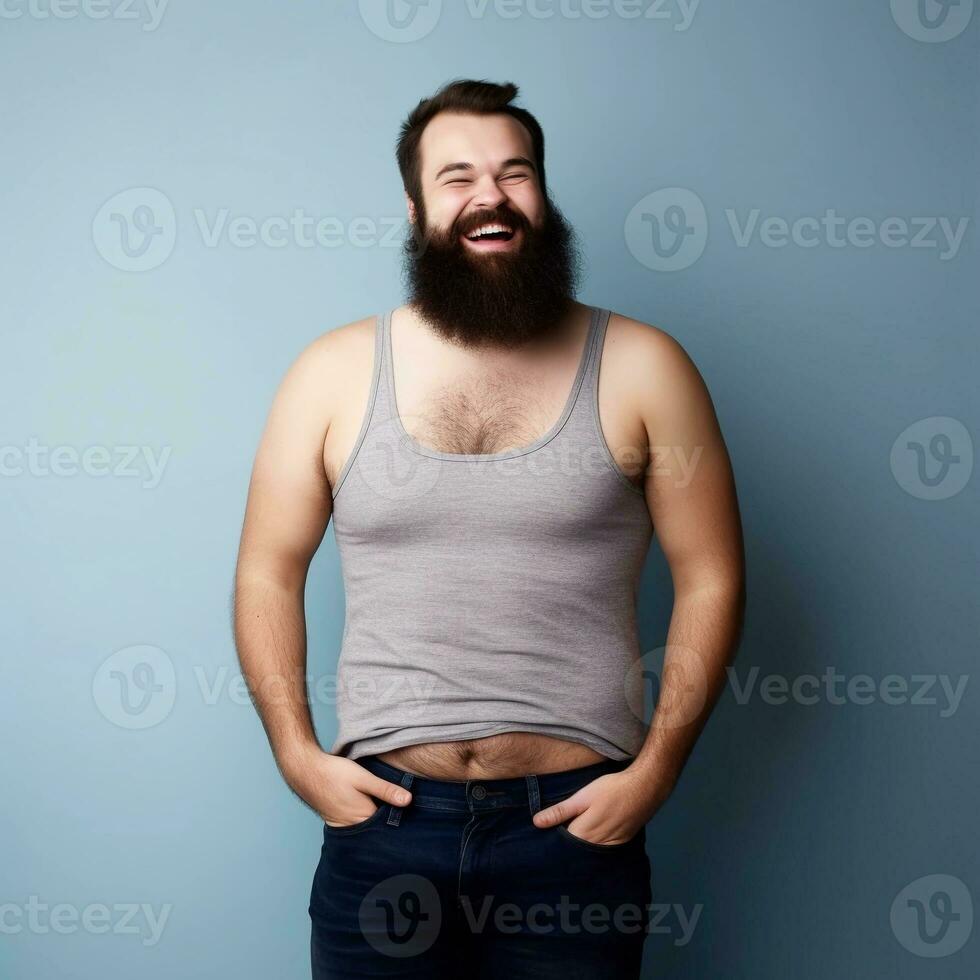 un' uomo con un' barba. barba giorno. mondo vacanza. ai generato. foto