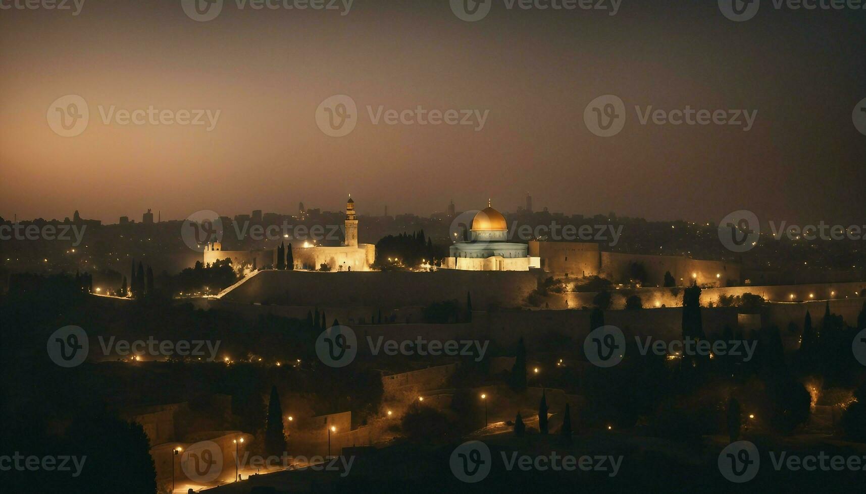 moschea al aqsa nel Palestina, notte Visualizza. foto