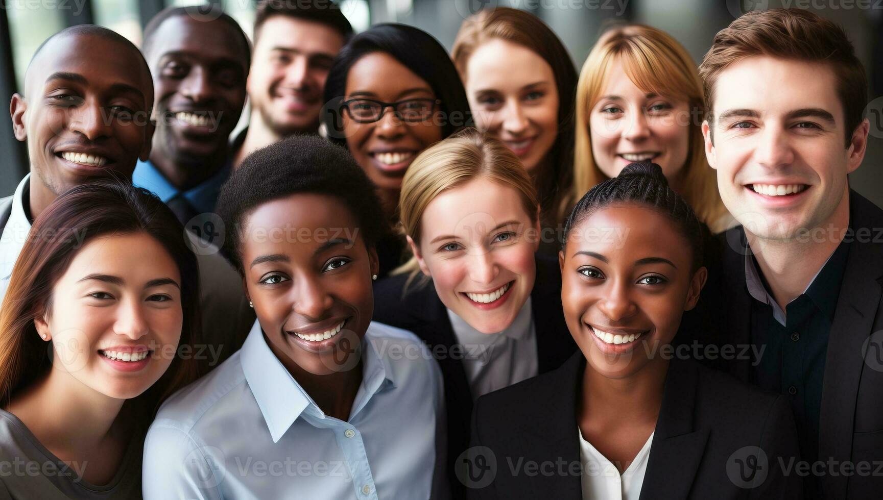 gruppo di sorridente multietnico uomini d'affari insieme. ai generato. foto