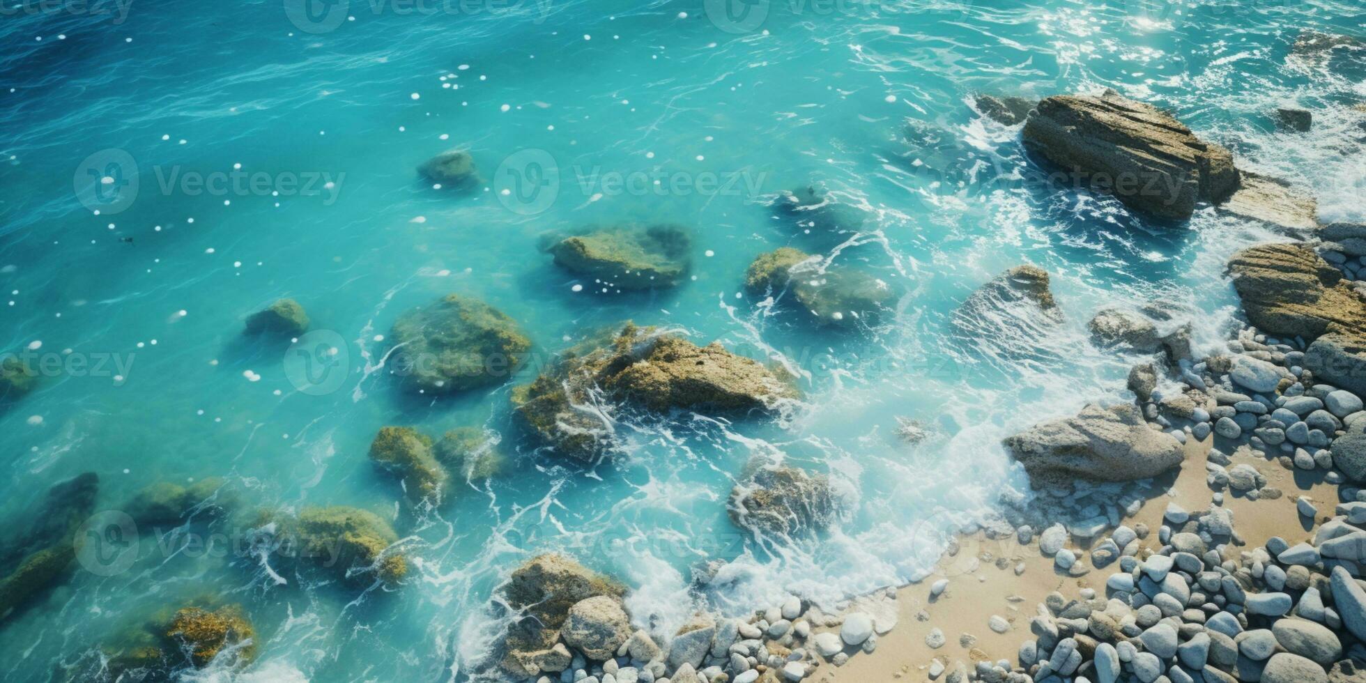 rilassante aereo Visualizza spiaggia, natura vacanza modello striscione, mare costa, costa, ai generativo foto