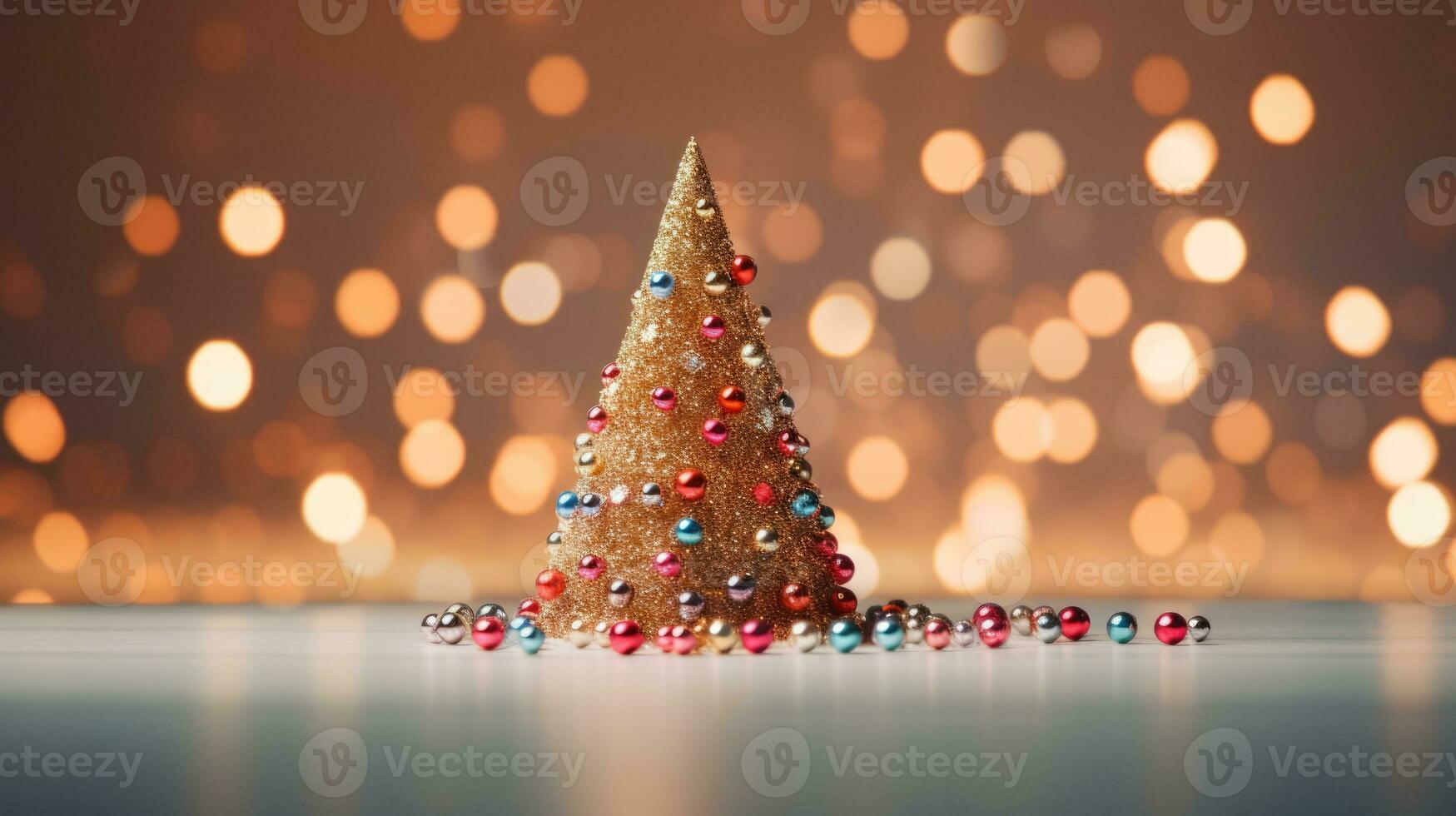 Natale albero natale vacanza decorazione con luccichio bokeh sfondo, generativo ai foto