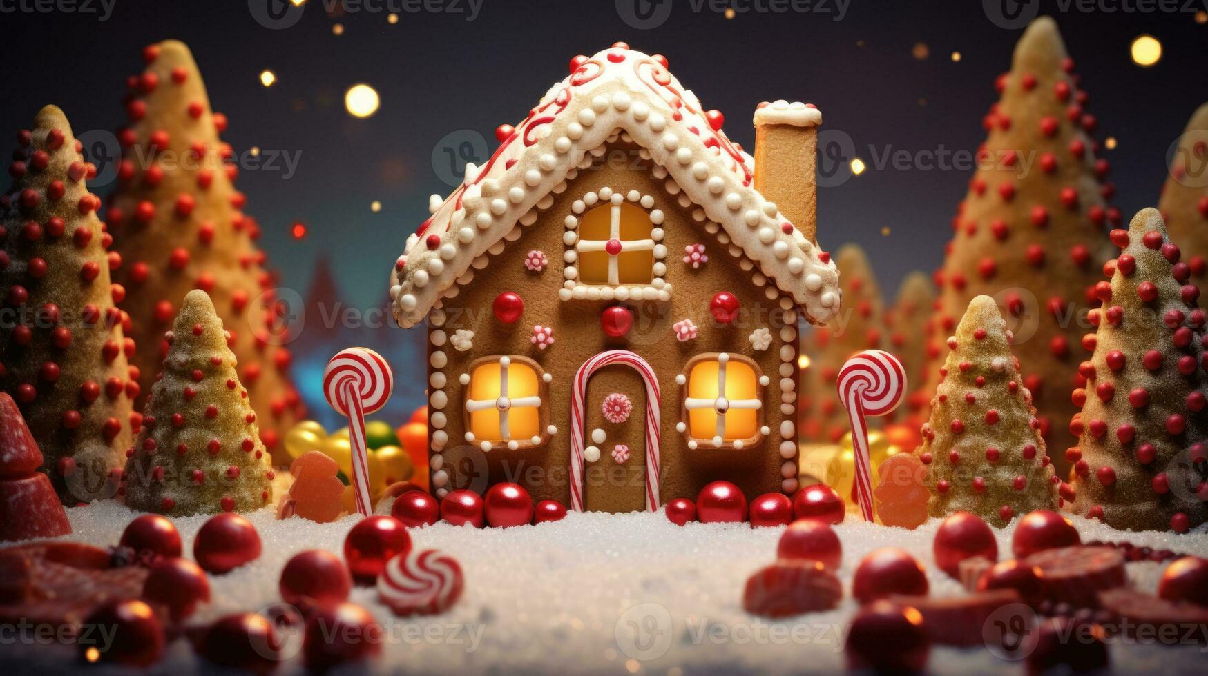 Pan di zenzero Casa con Natale decorazione natale vacanza dolci, generativo ai foto