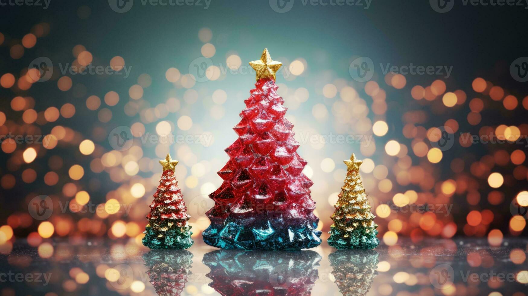 Natale albero natale vacanza decorazione con luccichio bokeh sfondo, generativo ai foto