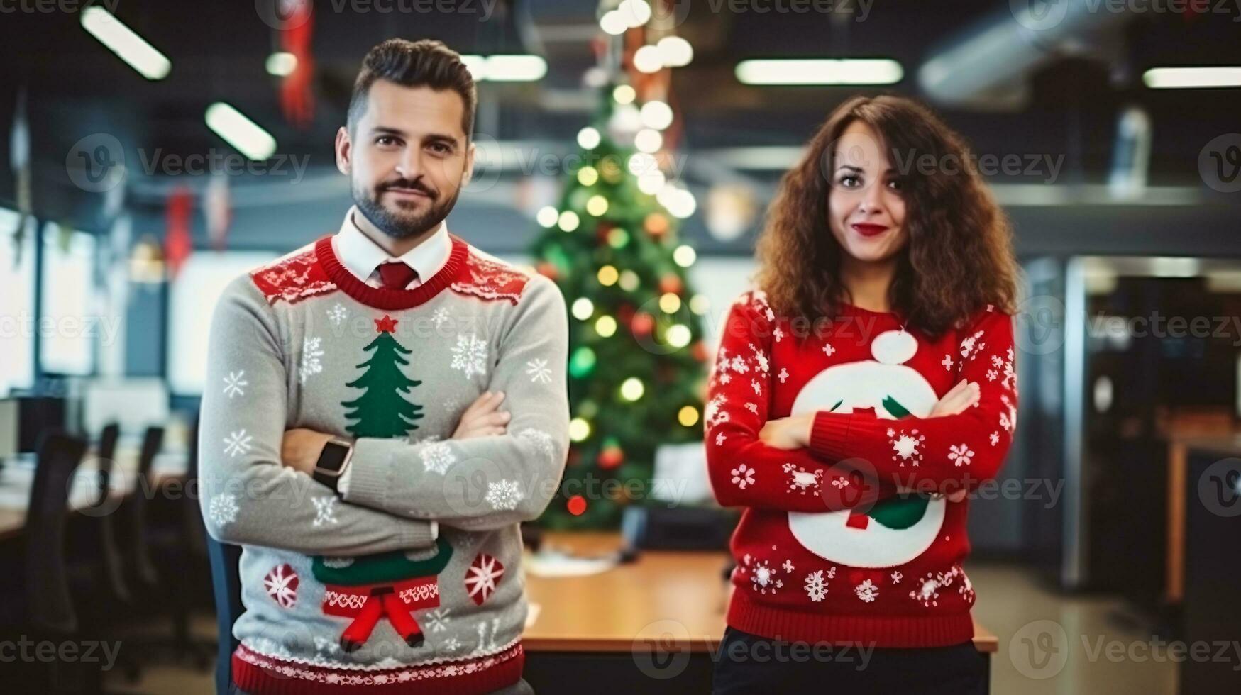 ai generativo attività commerciale persone nel Natale ufficio sociale raccolta, incontro, festa foto