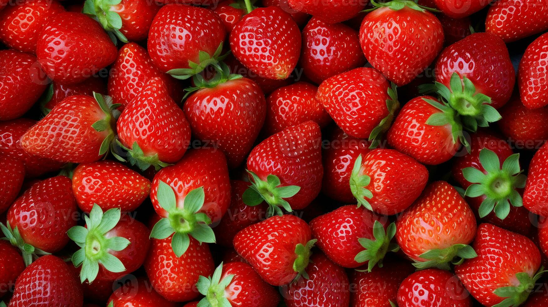 avvicinamento di vibrante, succoso fragole con acqua goccioline, Riempimento il telaio. generativo ai foto