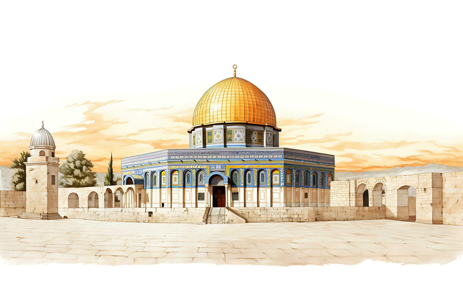 al aqsa moschea illustrazione su bianca sfondo foto