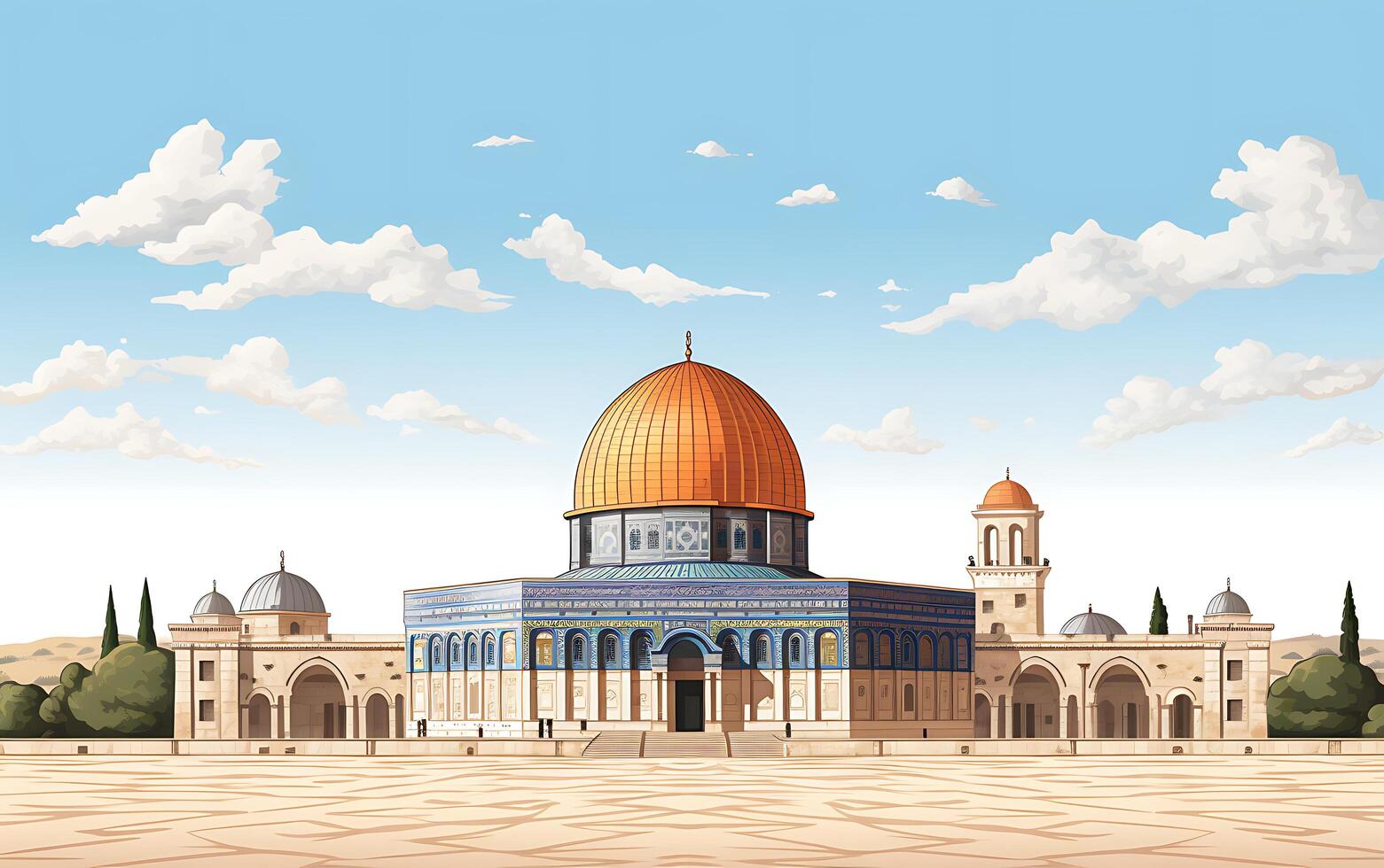 al aqsa moschea illustrazione su bianca sfondo foto