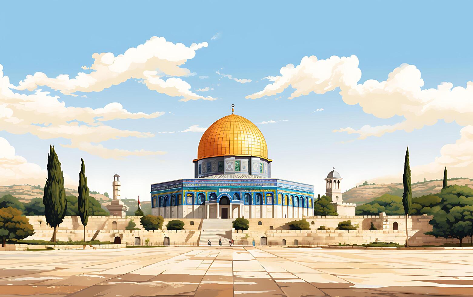 al aqsa moschea illustrazione su bianca sfondo foto