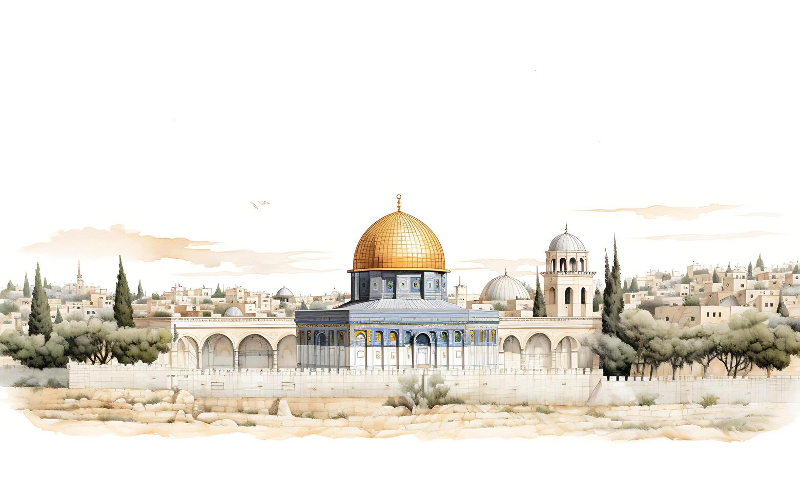 al aqsa moschea illustrazione su bianca sfondo foto