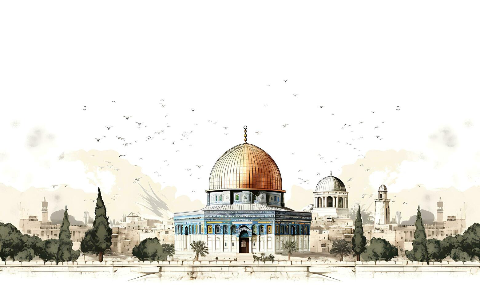 al aqsa moschea illustrazione su bianca sfondo foto