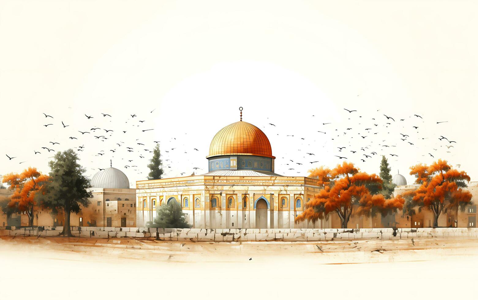 al aqsa moschea illustrazione su bianca sfondo foto