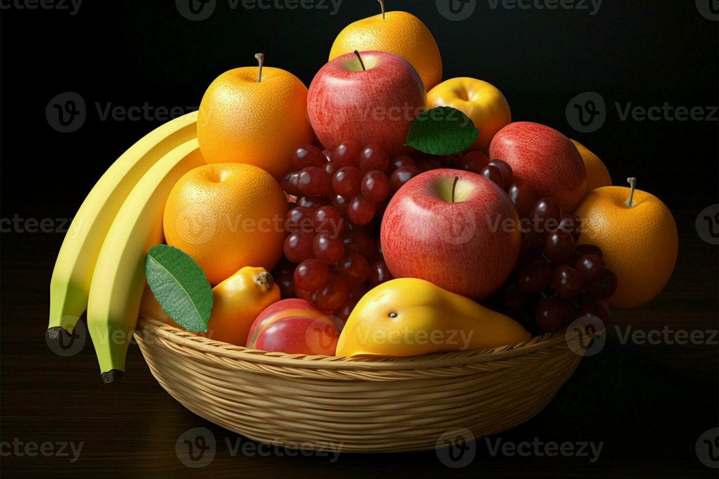 un' delizioso mescolare di frutta presentata nel un' conveniente, appetitoso ciotola ai generato foto
