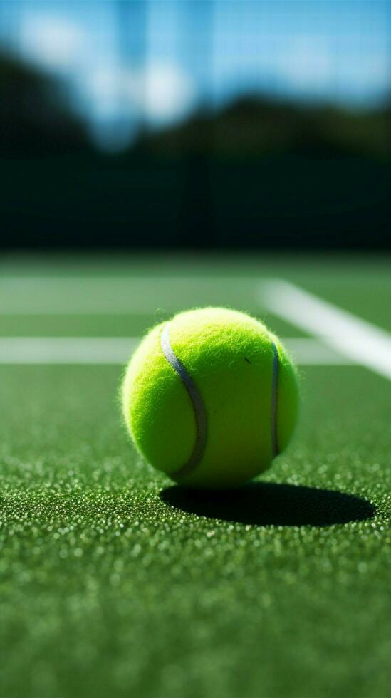 giocoso incontro si svolge su un' verde tennis Tribunale con un' palla verticale mobile sfondo ai generato foto