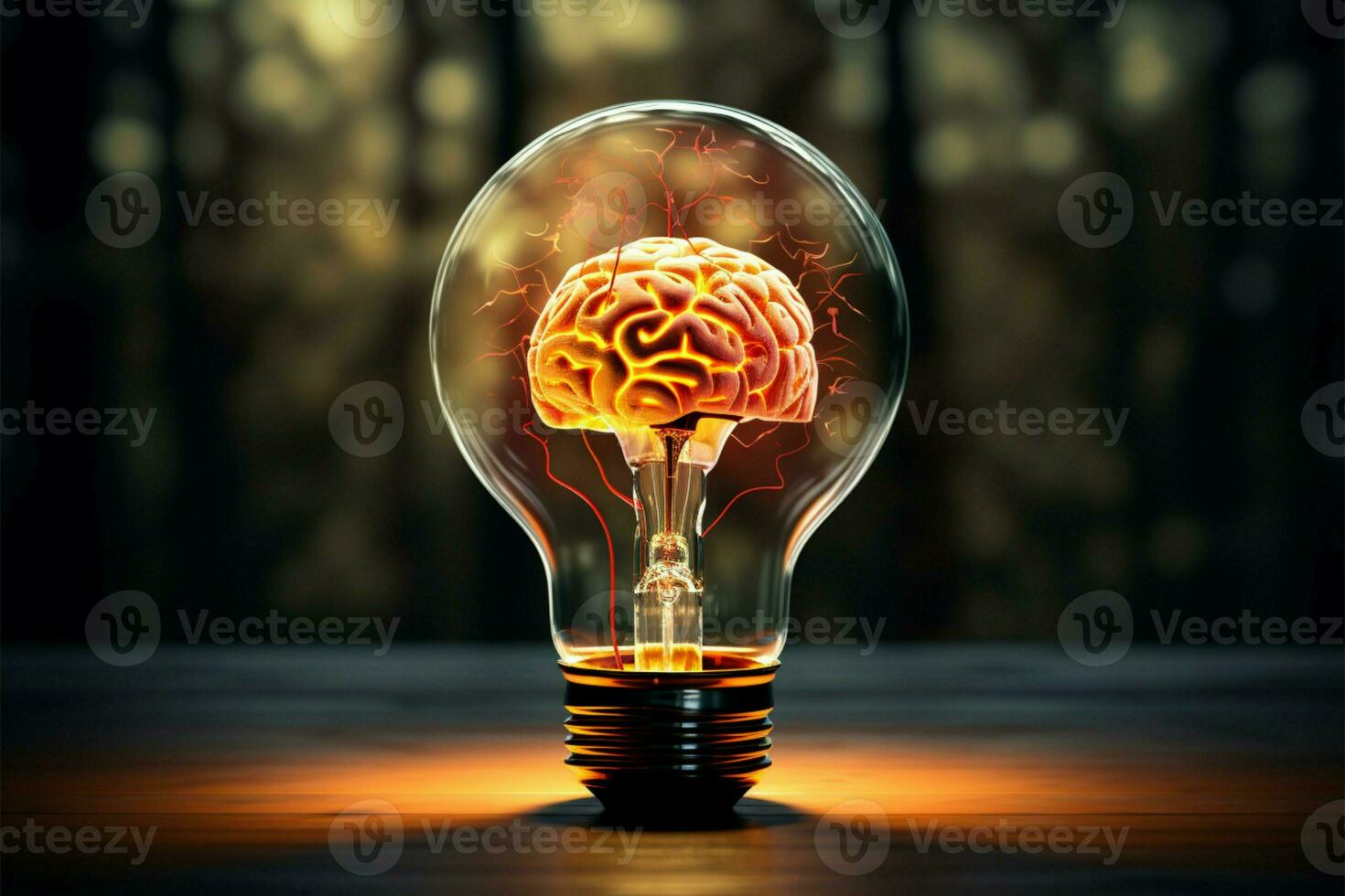 illuminato cervello scintille un' creativo idea entro un' splendente leggero lampadina ai generato foto