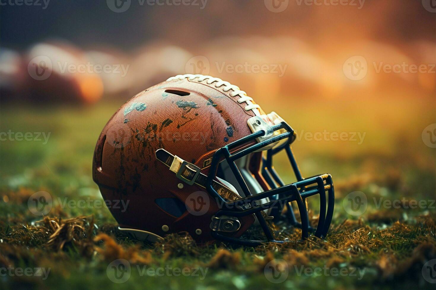 campo sfondo punti salienti il essenza di americano calcio, un' squadra sport ai generato foto