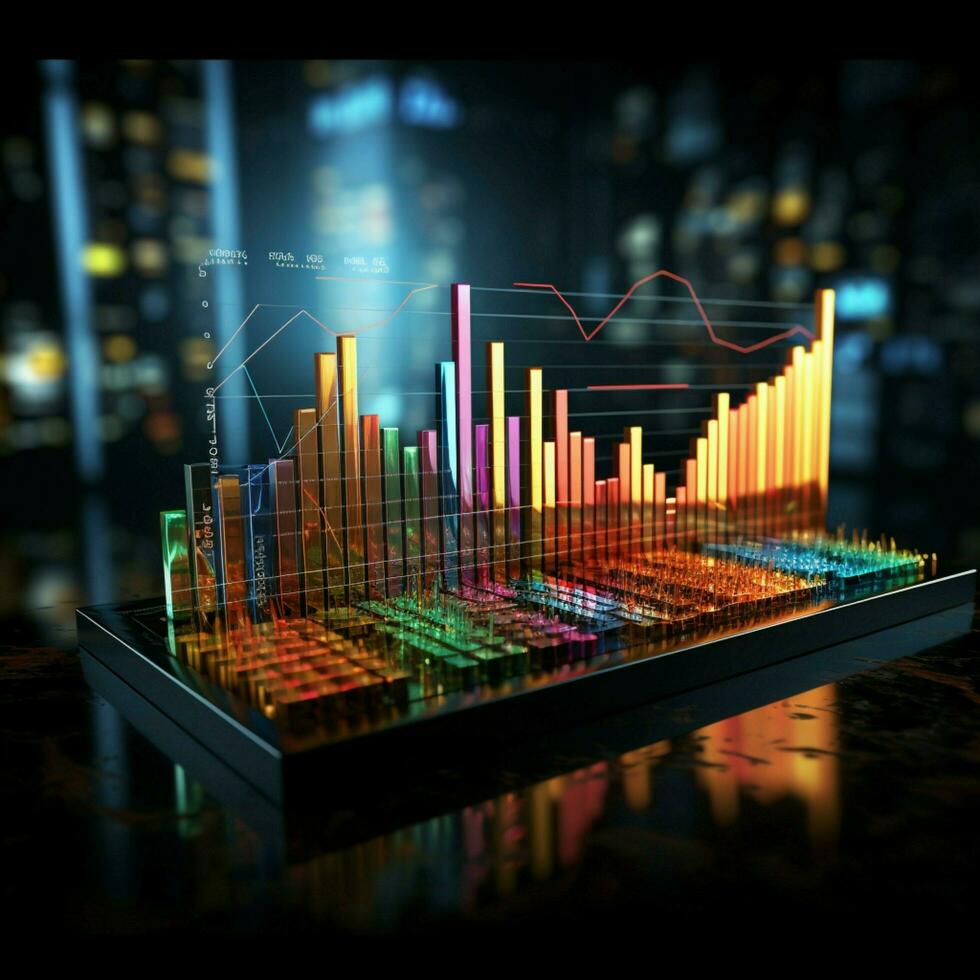 grafici svelare attività commerciale, azione mercato tendenze, prestazione presentata attraverso immagini per sociale media inviare dimensione ai generato foto