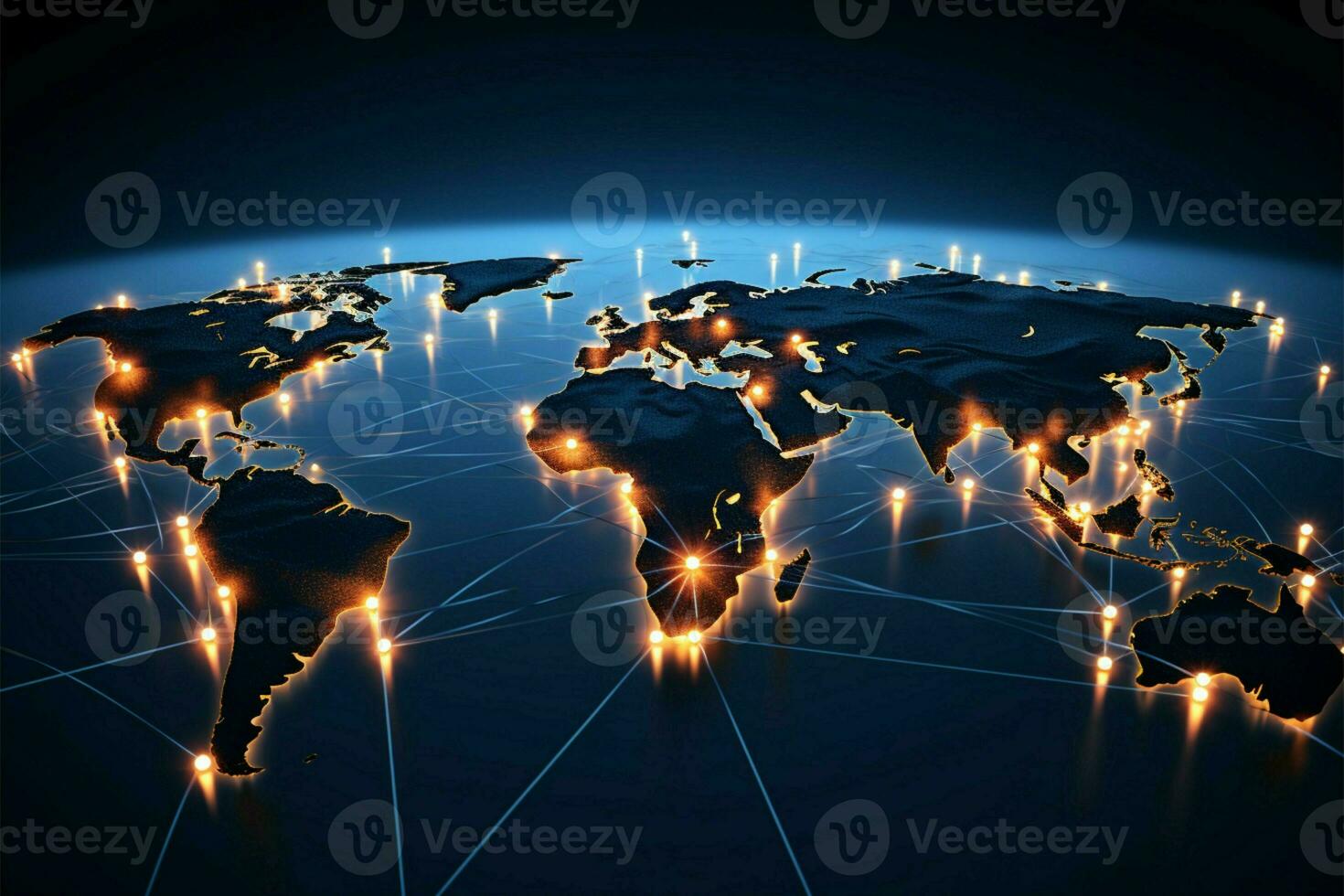 tecnologia incontra il mondo con un' globale Rete connessione fondale ai generato foto