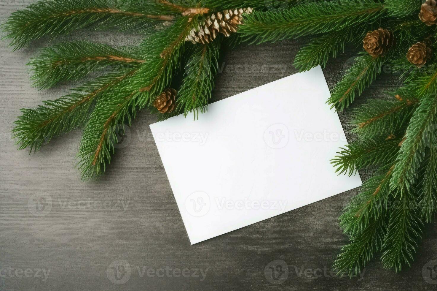 vuoto carta rami Natale albero di legno tavola. creare ai foto