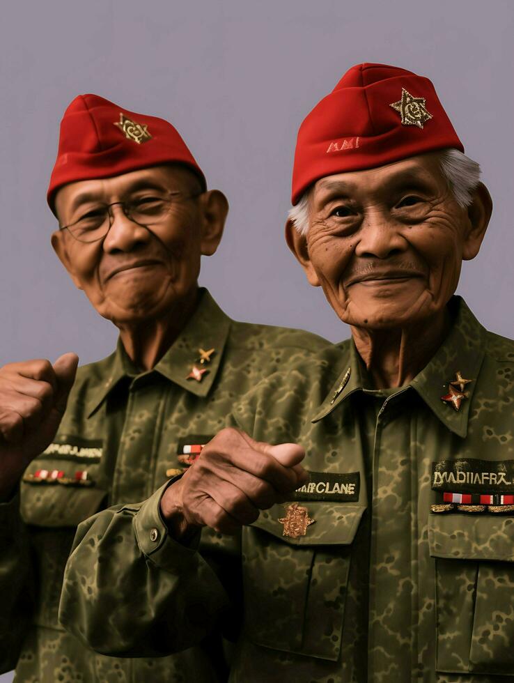 indonesiano veterano soldato ai generativo foto