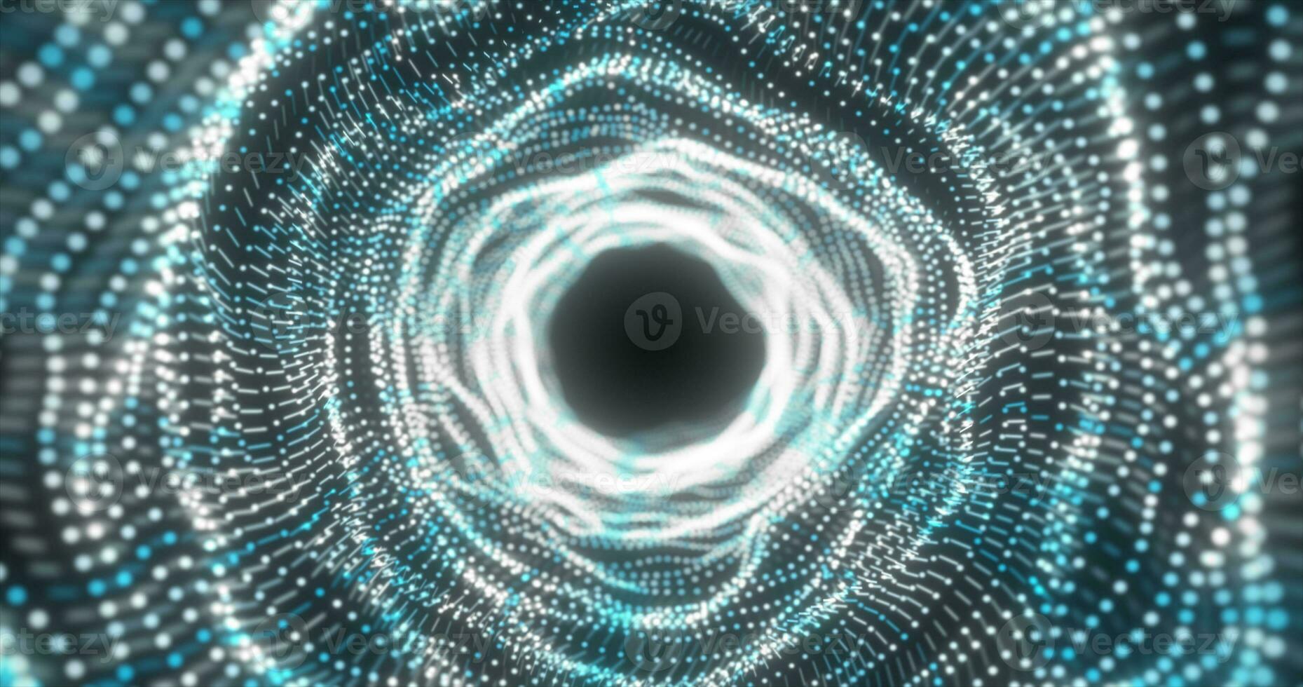 astratto blu energia tunnel fatto di particelle e un' griglia di High Tech Linee con un' raggiante sfondo effetto foto