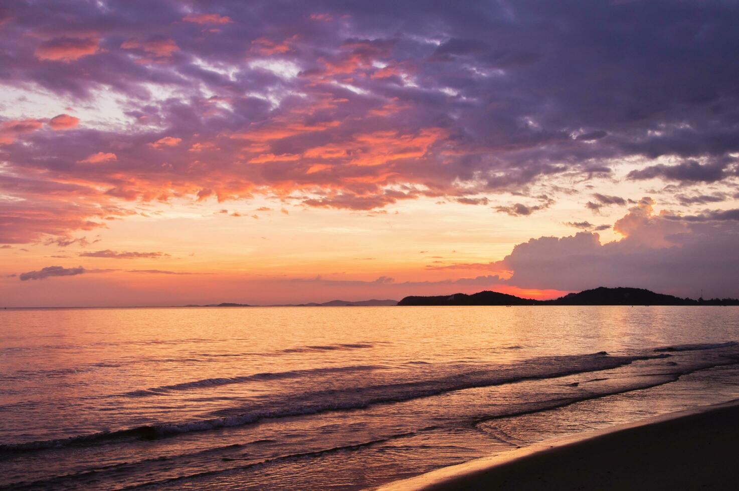 Visualizza di mare con tramonto cielo per natura sfondo foto