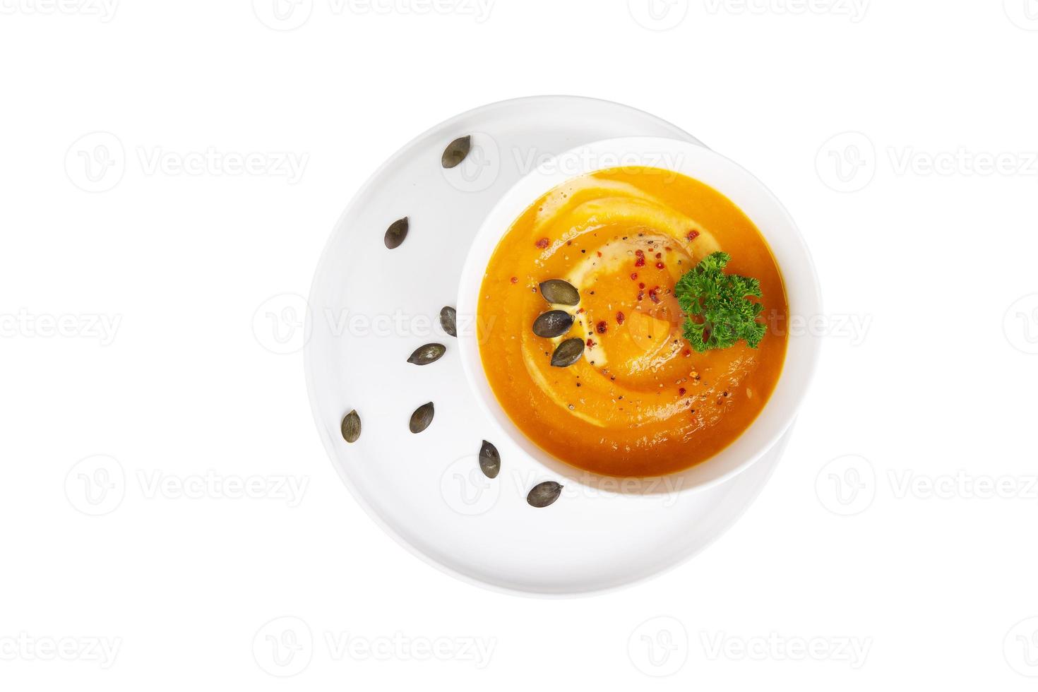 ciotola di zuppa di zucca - purè foto