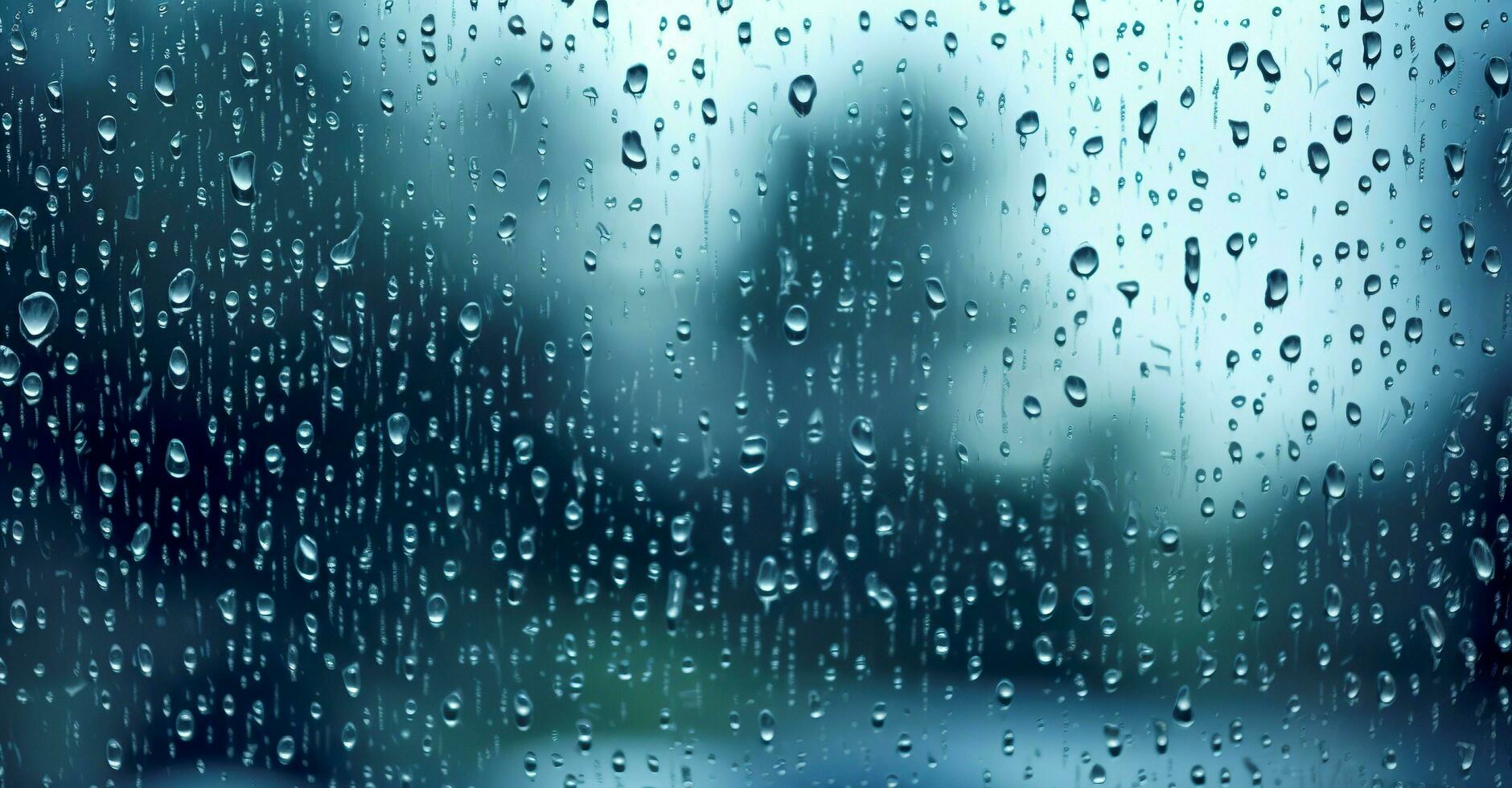 gocce di pioggia su il finestra. blu tono. generativo ai foto