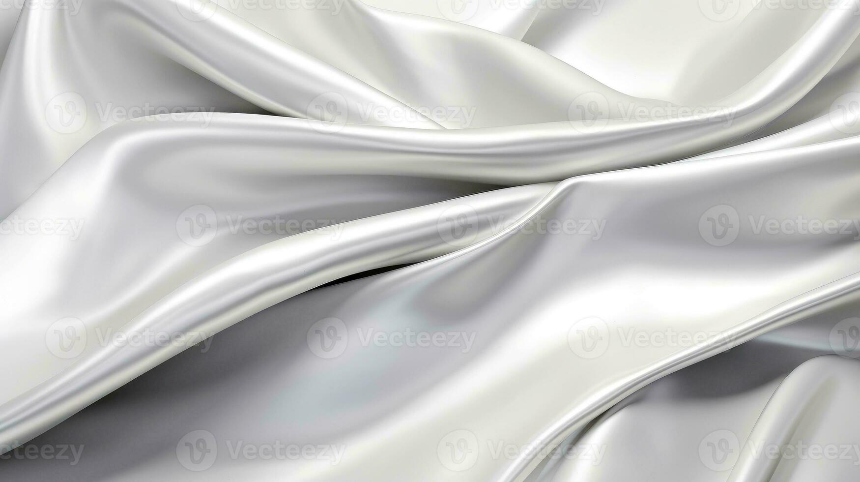 vicino su di argento seta sfondo, astratto bianca stoffa tessuto onda, generativo ai foto
