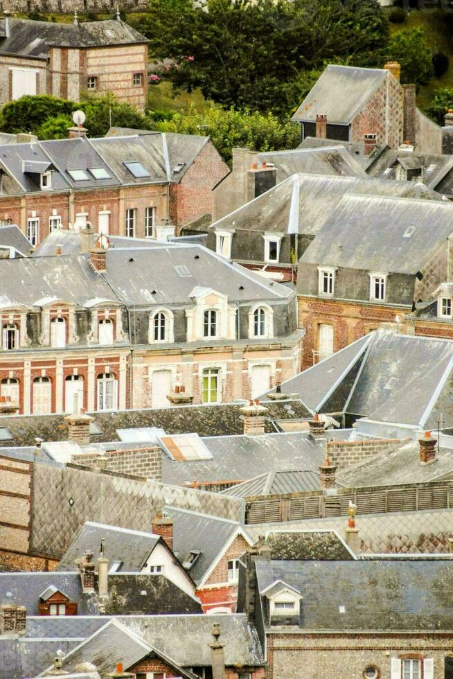 un' Visualizza di il tetti di un' cittadina nel Francia foto