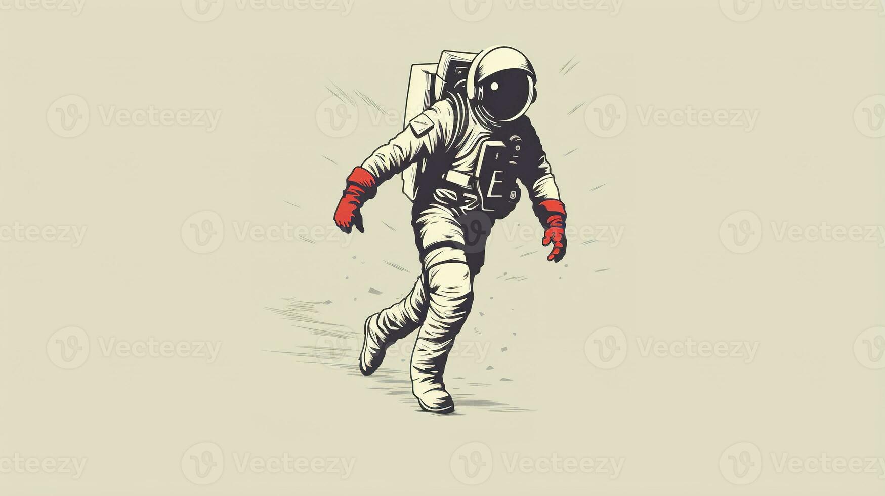 generativo ai, astronauta nel tuta spaziale, tipografica Vintage ▾ stile foto