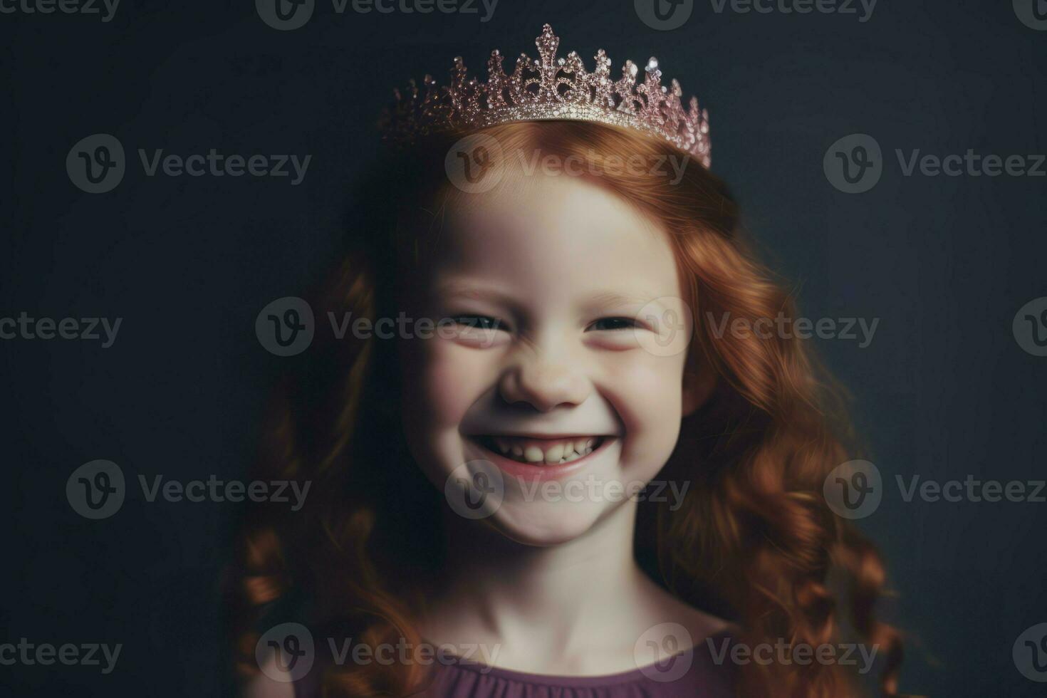 gioioso ragazza Principessa con rosso capelli. creare ai foto