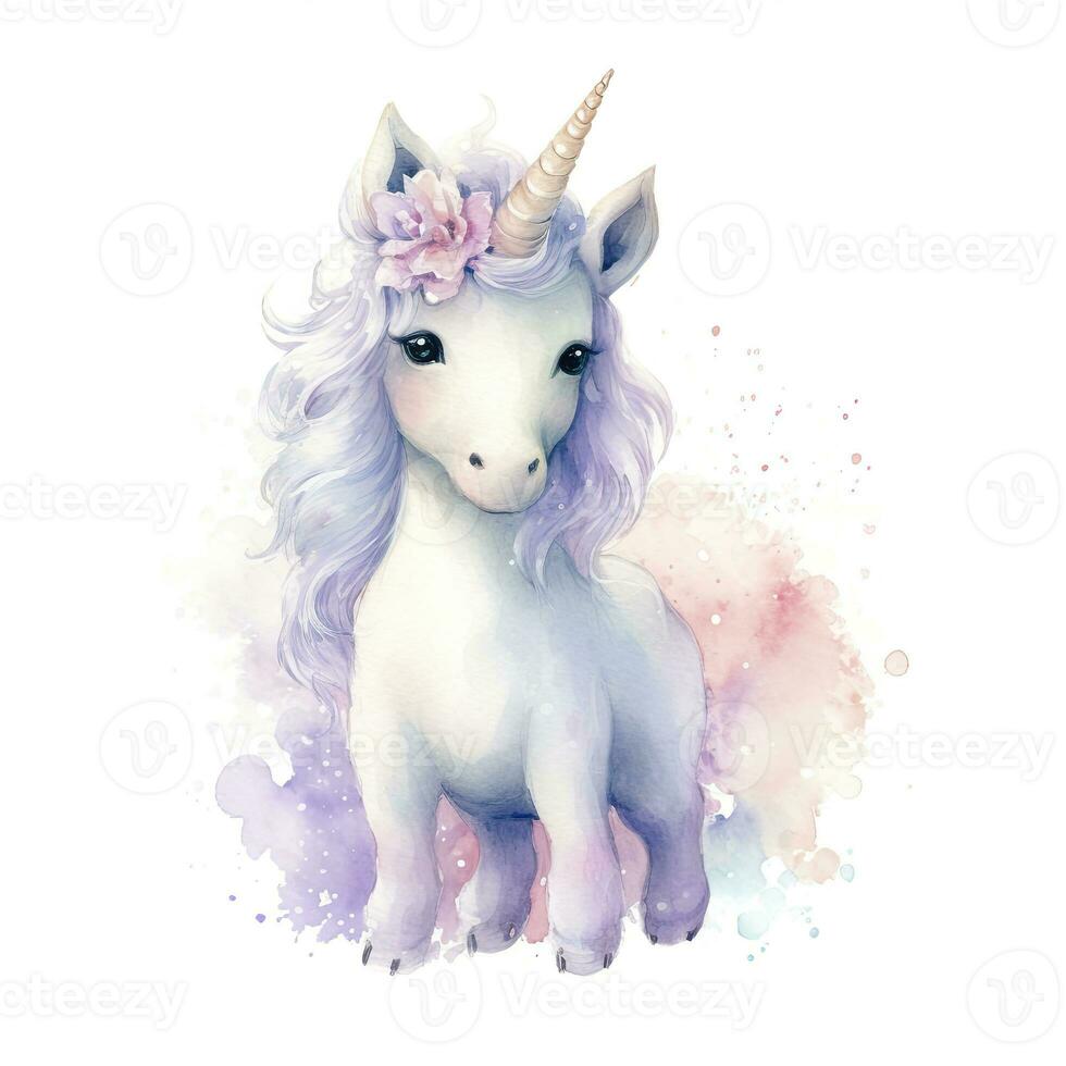acquerello illustrazione di carino unicorno foto