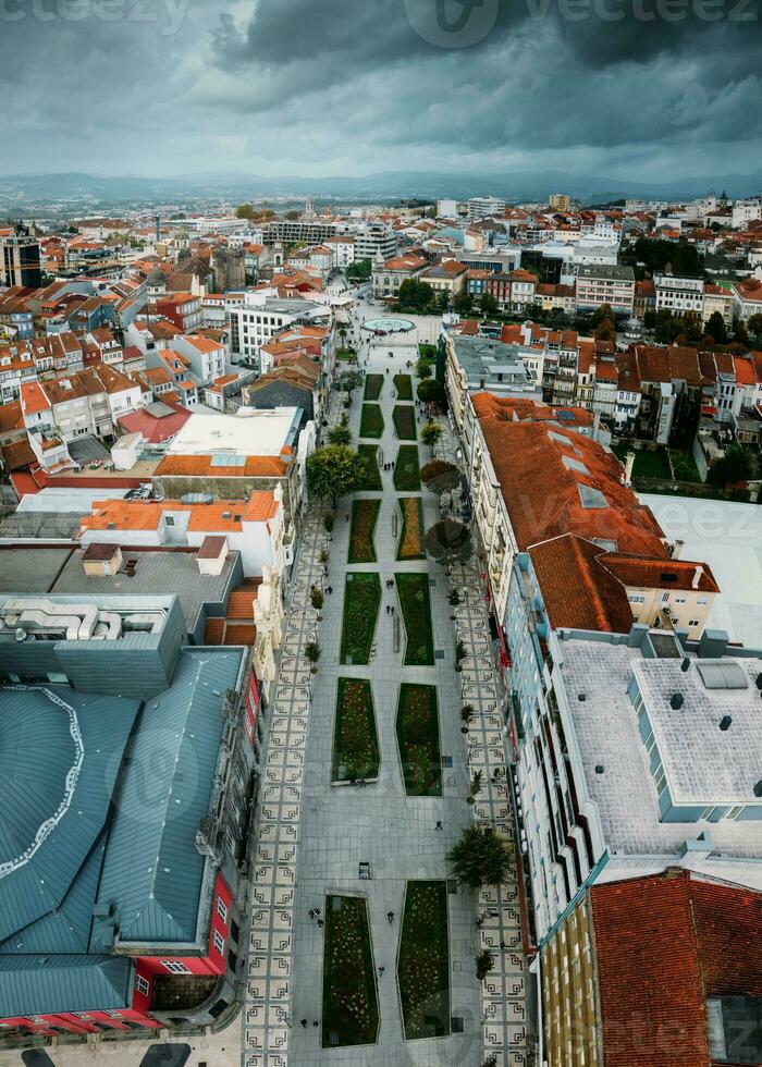 aereo fuco panoramico Visualizza di storico città di braga nel settentrionale Portogallo foto