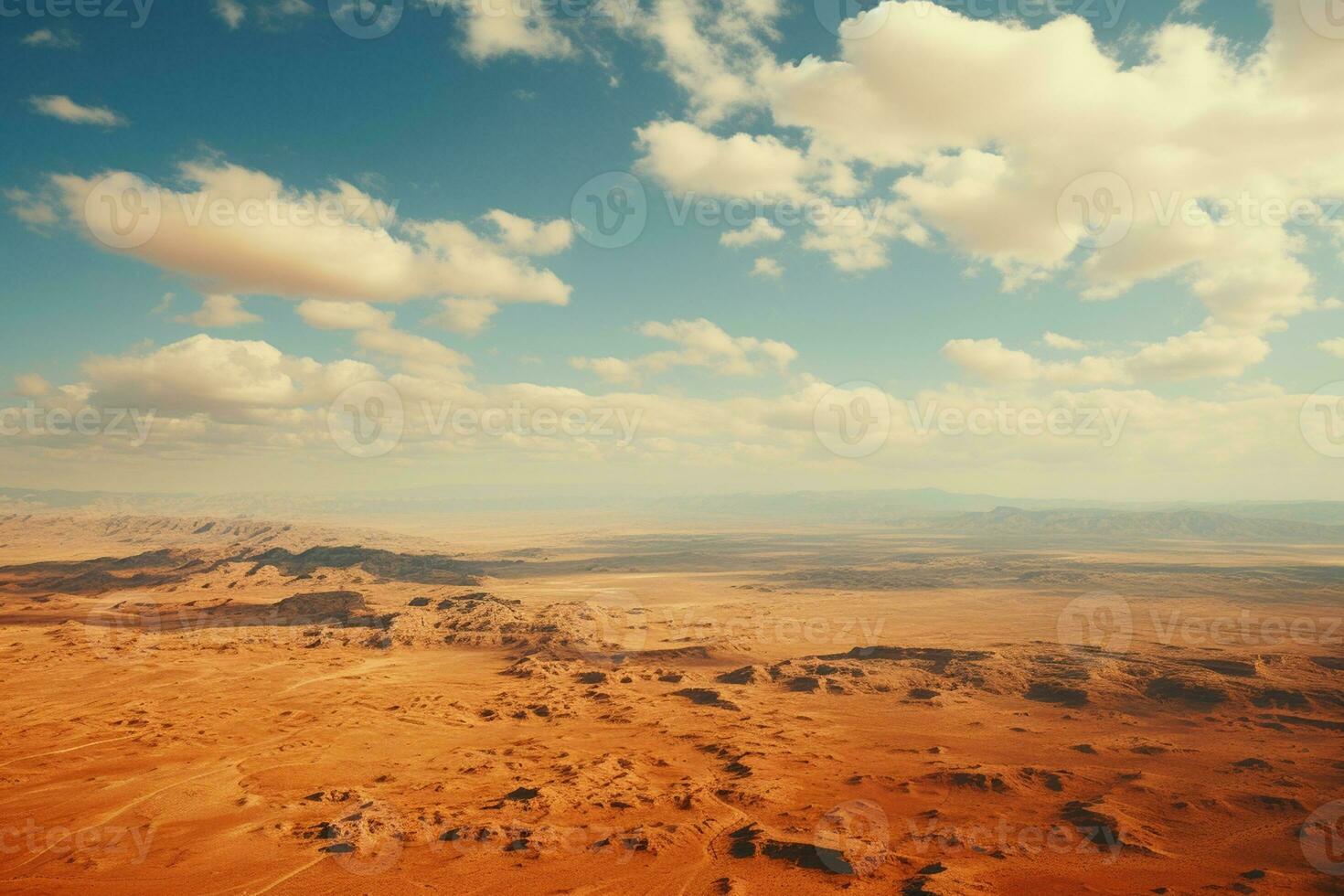 deserto paesaggio con rosso sabbia e blu cielo ai generativo foto