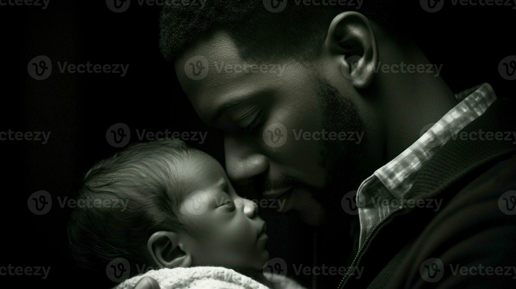 un' padre condivisione un intimo momento con il suo bambino, loro fronti toccante.. generativo ai foto