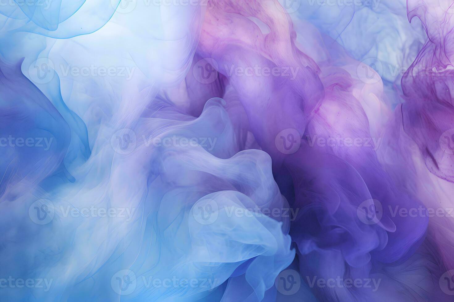 dipingere nel acqua. colorato arte sfondo. fluorescente Fumo struttura. universo energia. raggiante luminosa blu viola vapore spruzzo su buio ai generativo foto