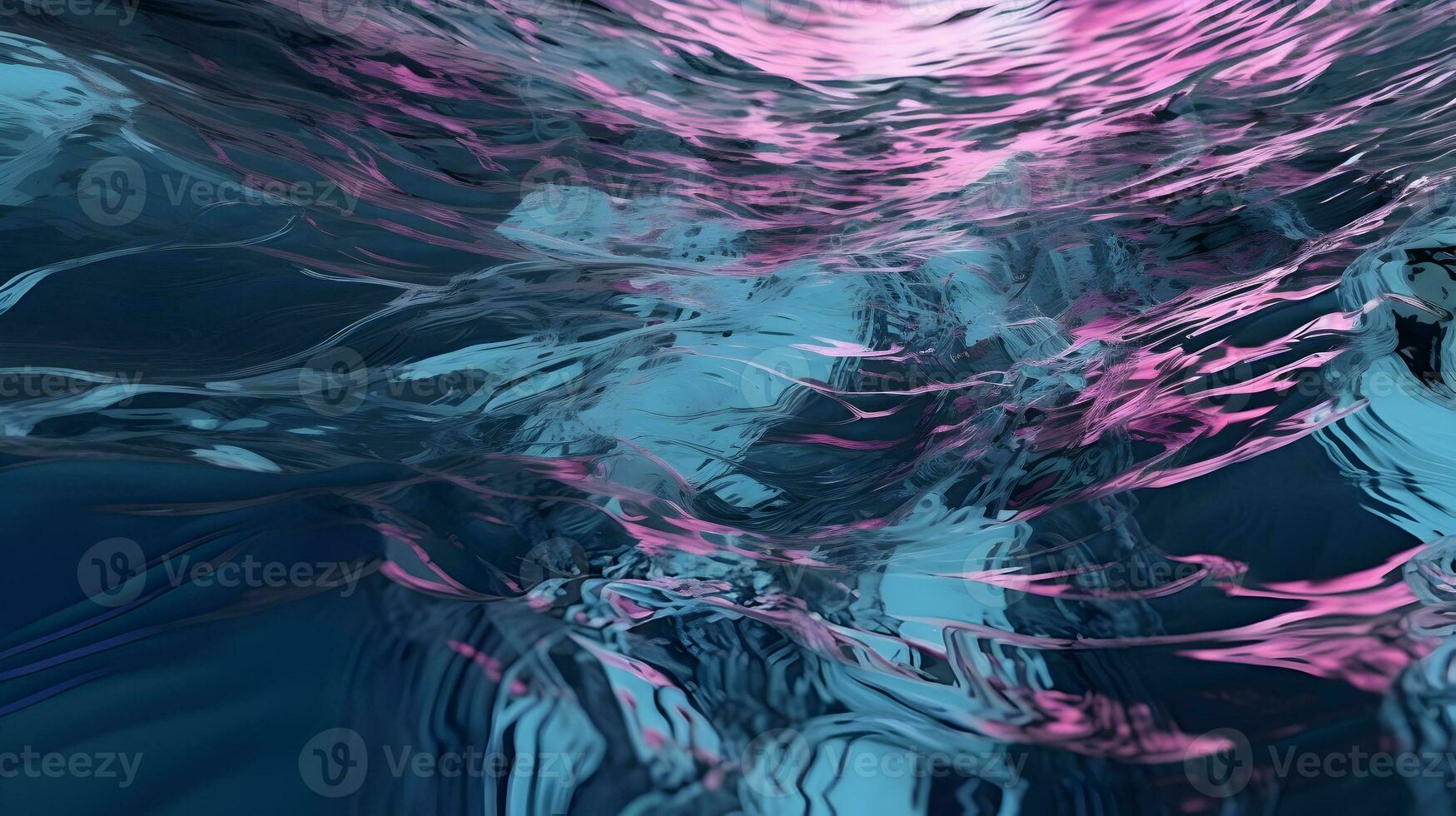 alto dettagliato avvicinamento di blu acqua nel il piscina. lato Visualizza. copia spazio.bokeh leggero neon viola ondulazione sfondo nel il piscina per carta da parati, sfondo e design arte opera ai generativo foto