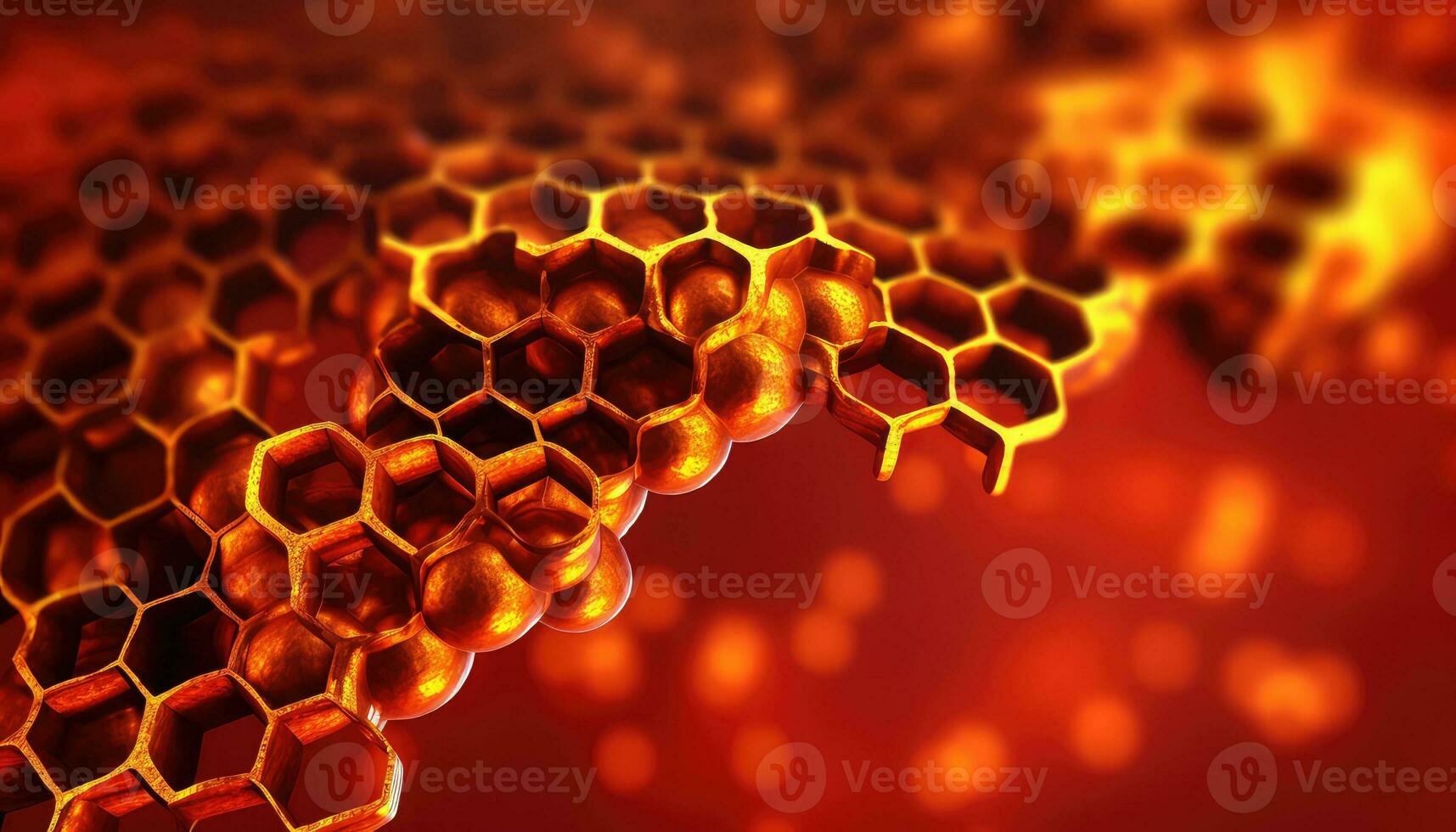 atomico doccia metallo atomi su esagonale griglia ai generato foto