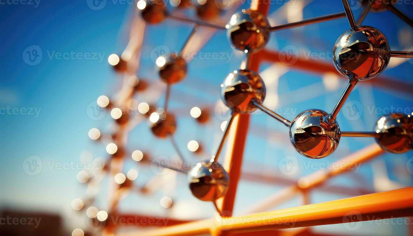 atomico doccia metallo atomi su esagonale griglia ai generato foto