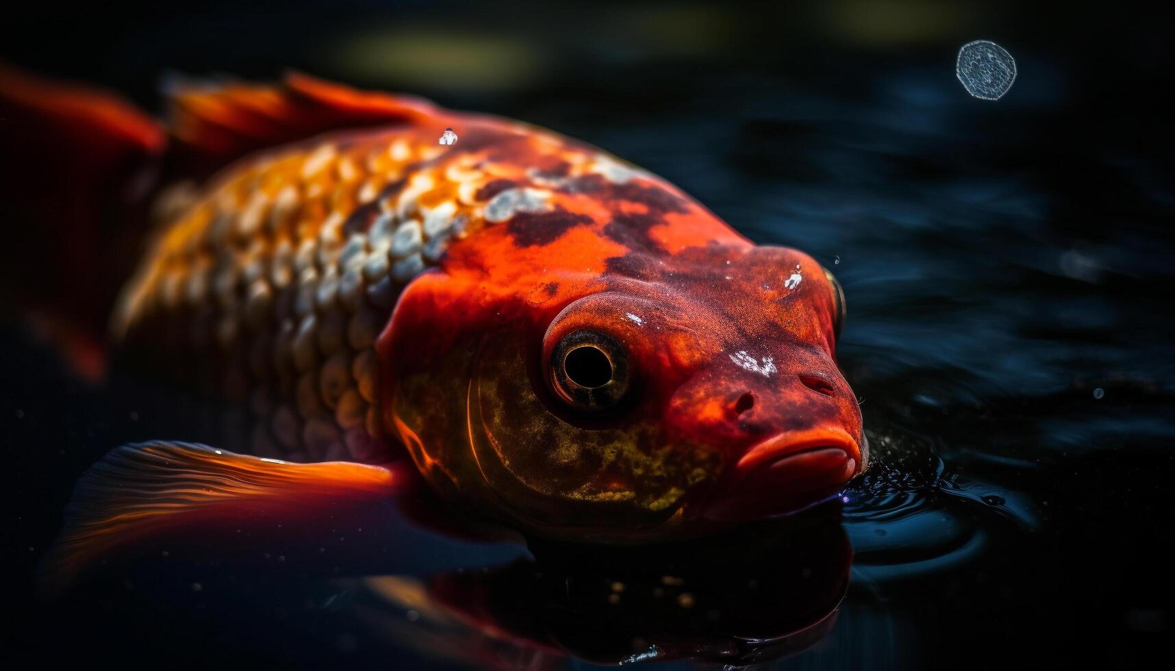 colorato koi carpa nuotare nel un' bellissimo stagno generato di ai foto