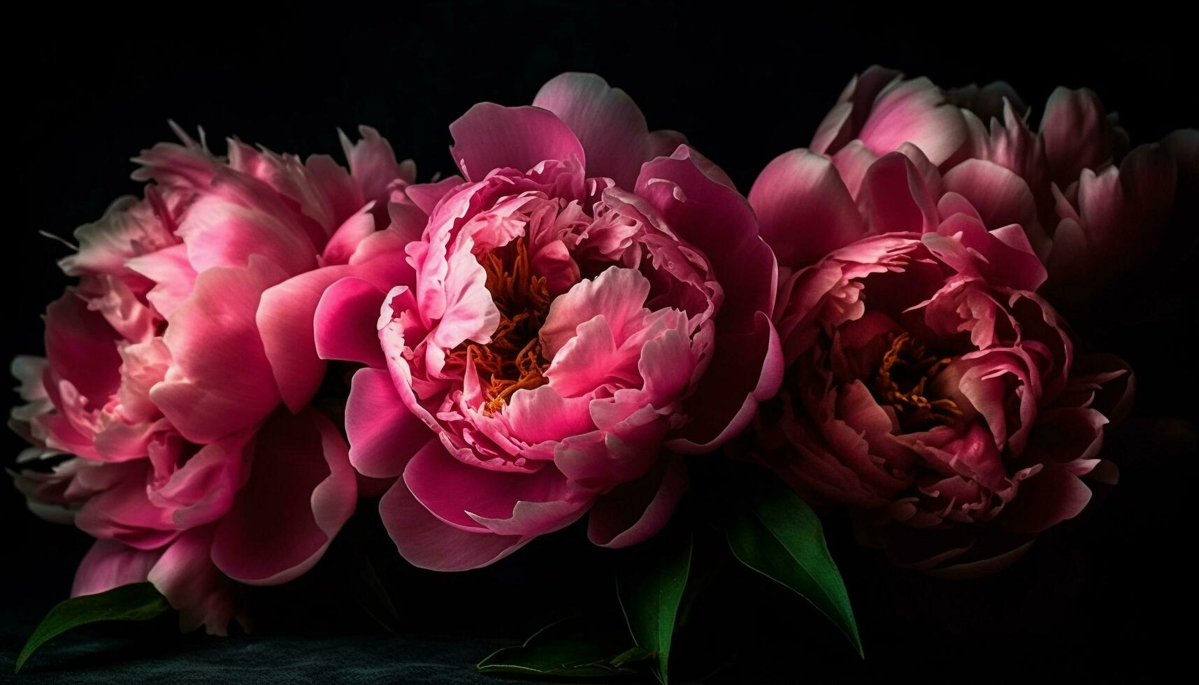 freschezza e bellezza nel natura, un' vivace rosa peonia fiorire generato di ai foto