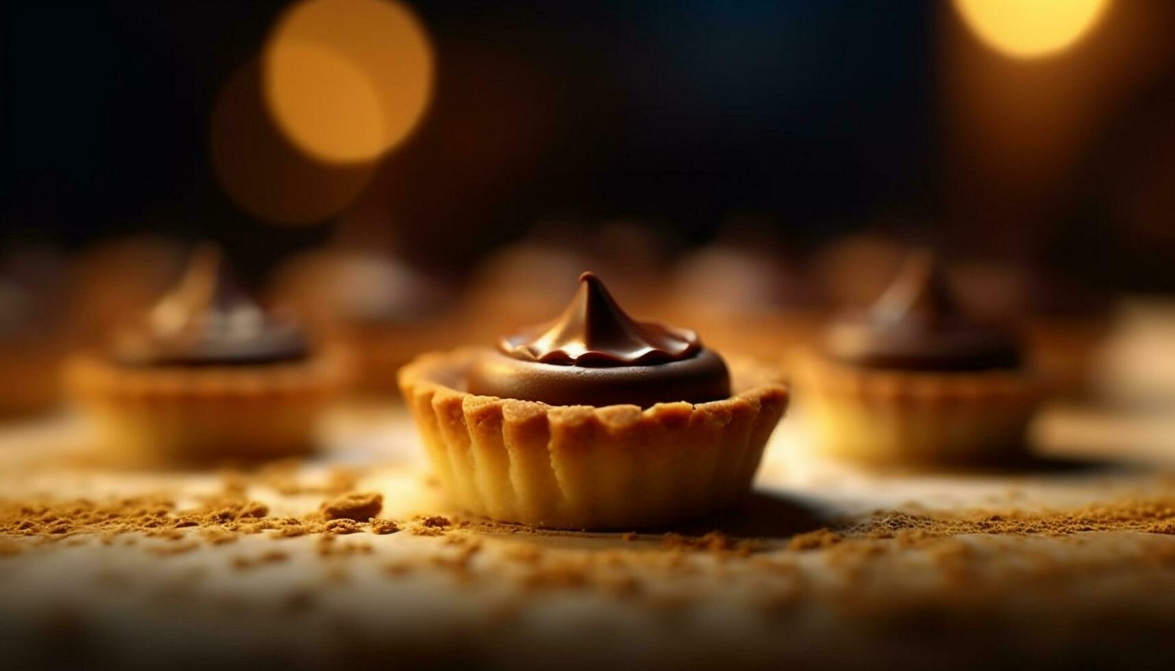 fatti in casa buongustaio cupcake, al forno con cioccolato patata fritta focaccina e glassatura generato di ai foto