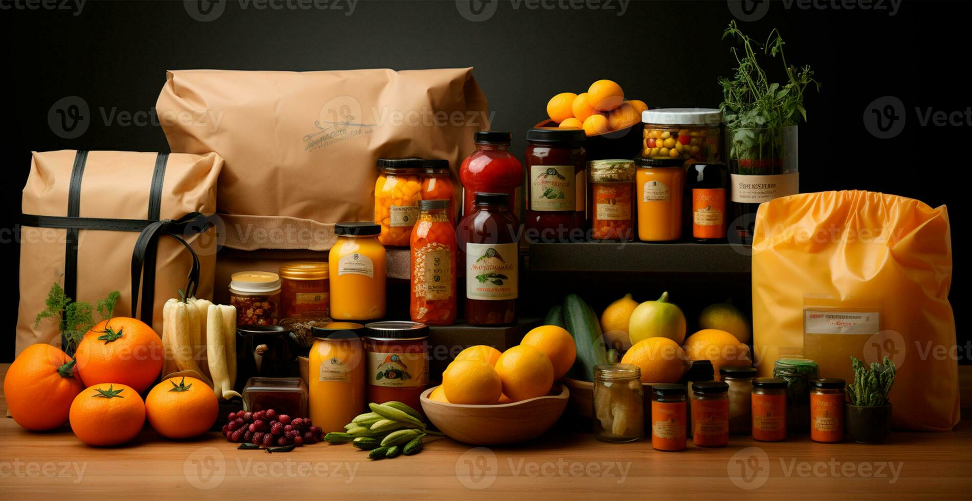 confezione di vario cibo, eco prodotti - ai generato Immagine foto