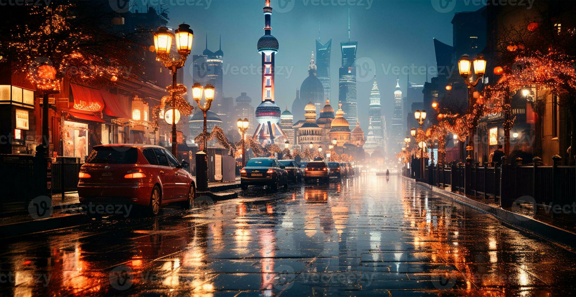 inverno città Pechino, Cina nuovo anno, Natale vacanze - ai generato Immagine foto