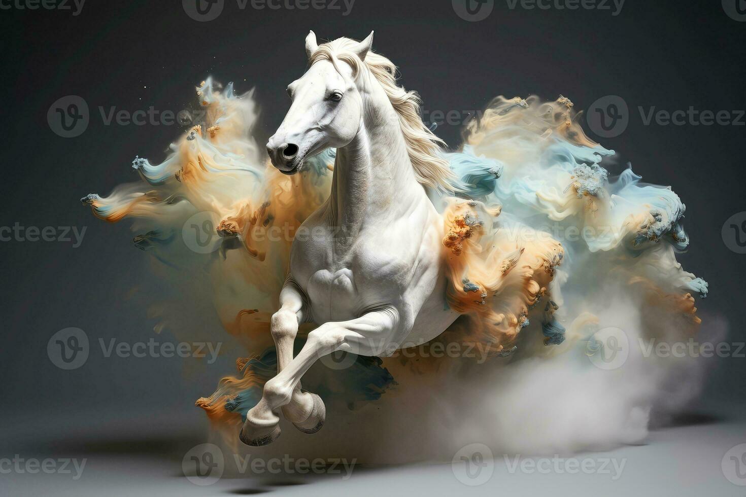 astratto cavallo con complesso movimento e nebbioso colore, generativo ai foto